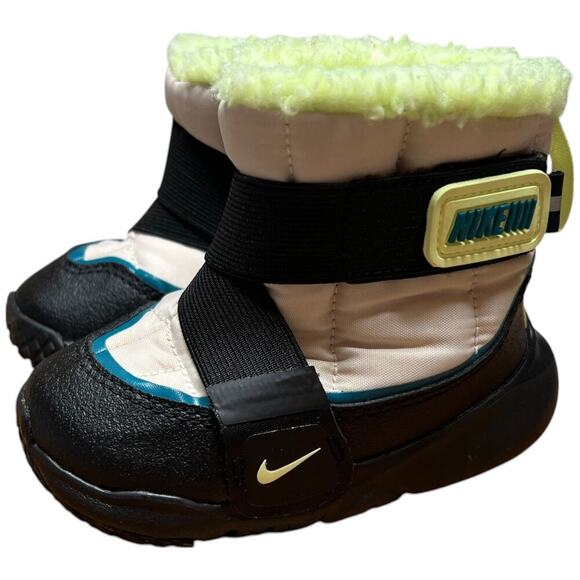 NIKE Flex Advance Winter Snow Boot 6C Toddler Cream Black Lime Green - Picture 2 of 12
